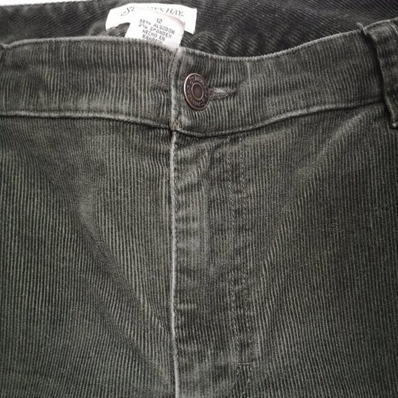 St. John's Bay Stretch Ladies Size 12 Olive Green Straight Legs Corduroy Pants - Picture 7 of 12
